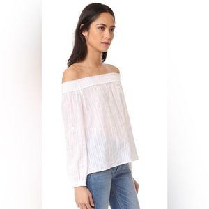 rag & bone White Long Sleeve Off-Shoulder Top